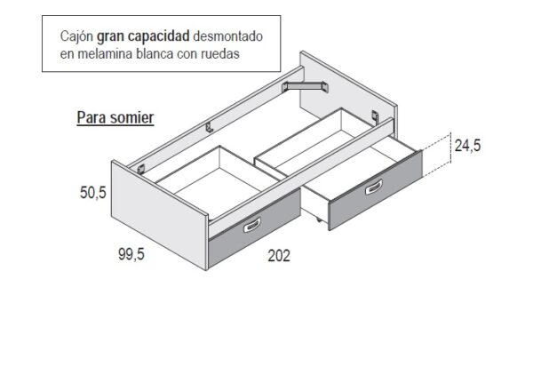 CAMA NIDO CON RESPALDO Y SUPLEMENTO 2 BRAZOS NATURE - Imagen 3