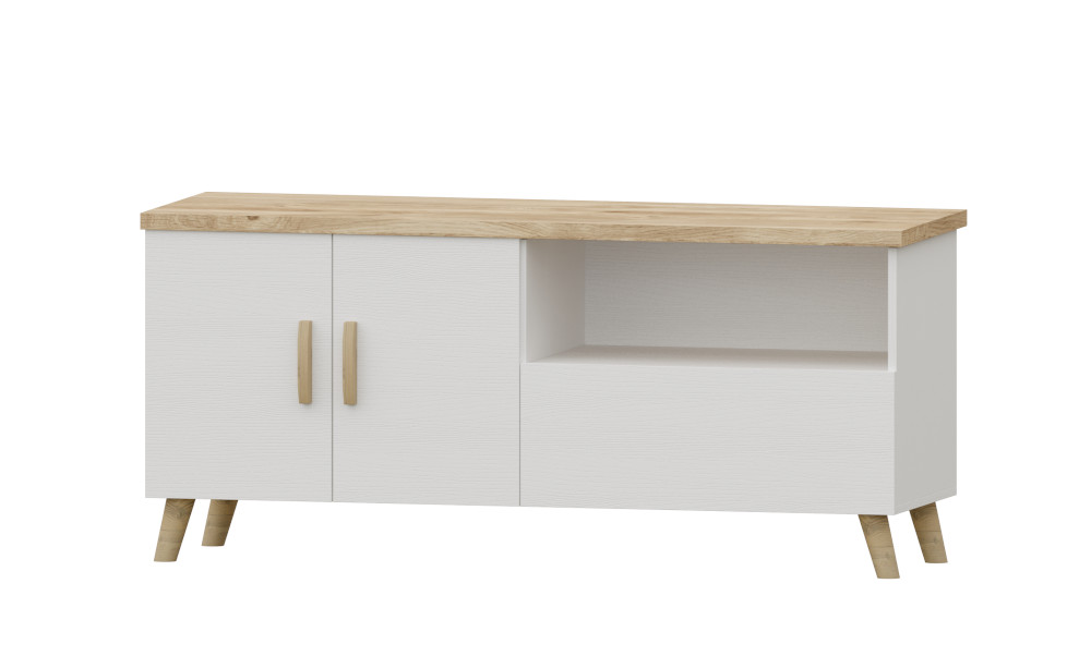 MUEBLE TV 140CM BLANCO Y MADERA NIU