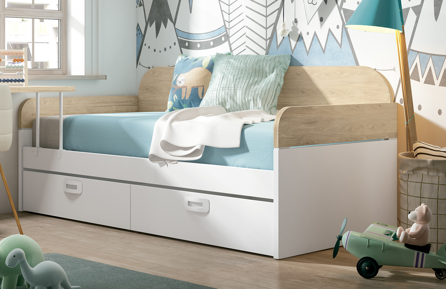 CAMA NIDO CON RESPALDO Y SUPLEMENTO 2 BRAZOS NATURE