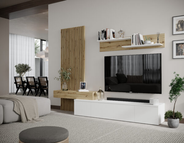 MODULAR CON PANEL ALISTONADO DE MADERA PISA - Imagen 8