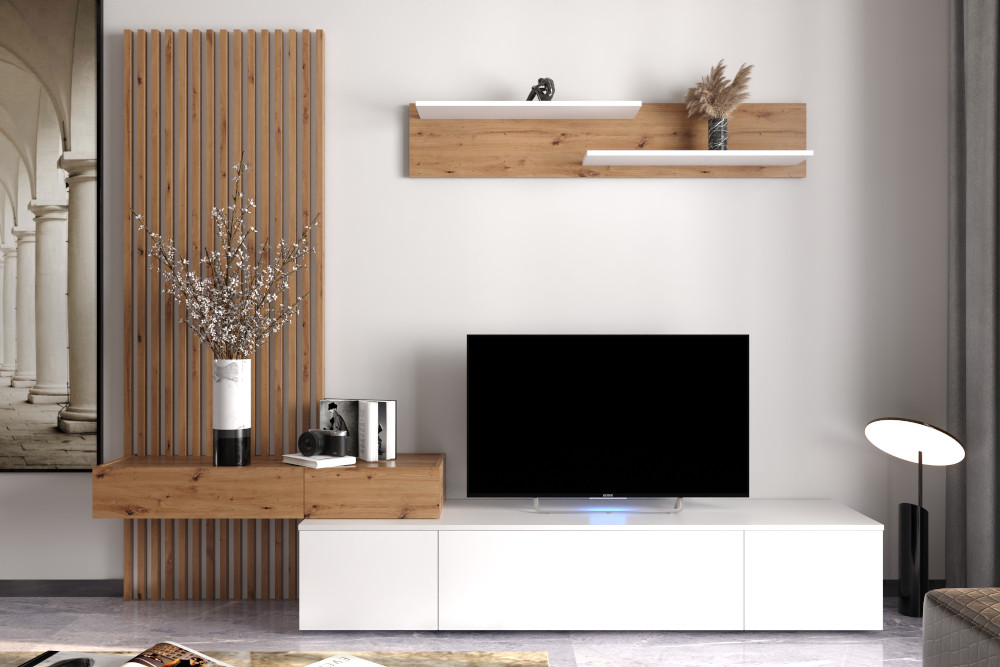 MODULAR CON PANEL ALISTONADO DE MADERA PISA