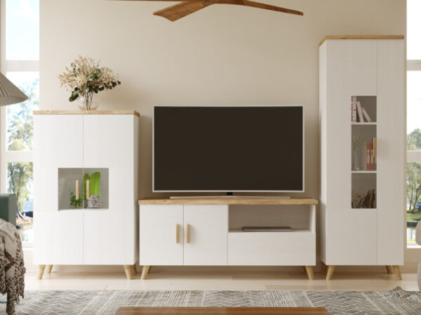 MUEBLE TV 140CM BLANCO Y MADERA NIU - Imagen 3