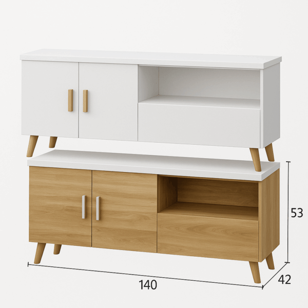 MUEBLE TV 140CM BLANCO Y MADERA NIU - Imagen 2