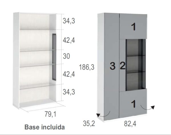 MÓDULO VITRINA CON LED 137CM ENEX - Imagen 4