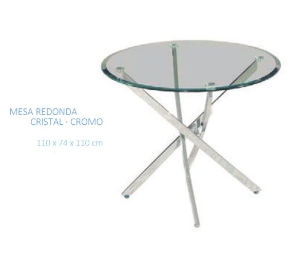 MESA REDONDA TAPA CRISTAL Y PATA CROMADA SILVIA - Imagen 2