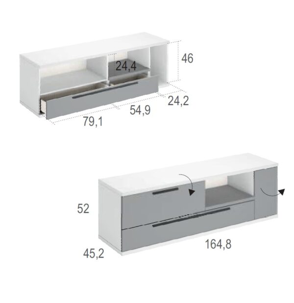 MUEBLE DE TV DE 165CM CON PATAS METÁLICAS ENEX - Imagen 3