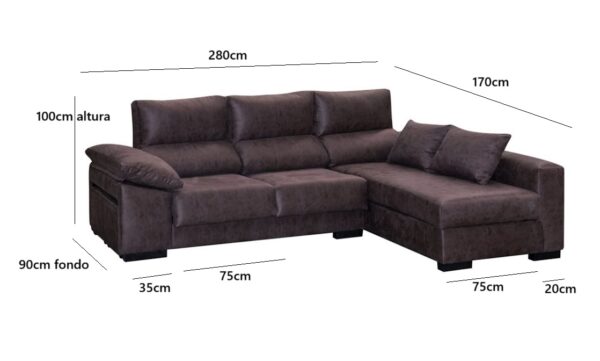 CHAISLONGUE DERECHA 280CM CON POUFS LIBRA - Imagen 2