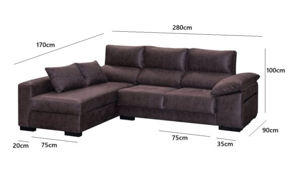 CHAISLONGUE IZQUIERDA 280CM CON POUFS LIBRA - Imagen 2