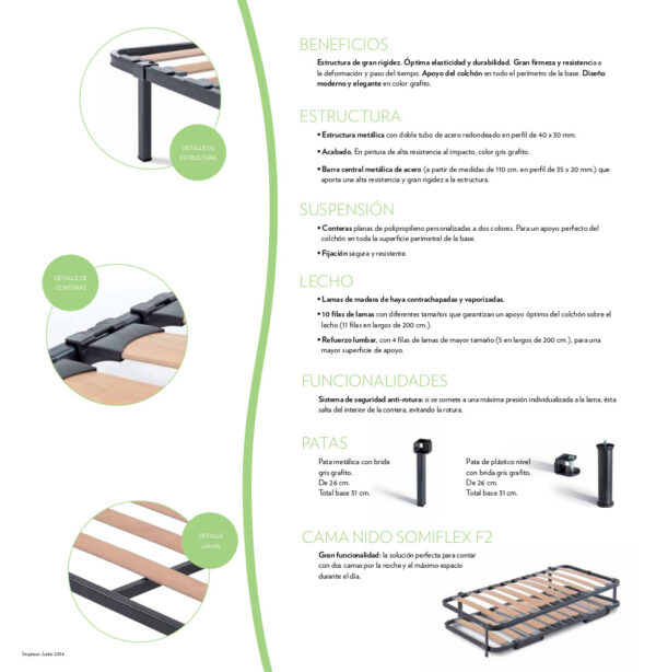 CAMA NIDO SOMIFLEX F2 CON PATAS INCLUIDAS - Imagen 4