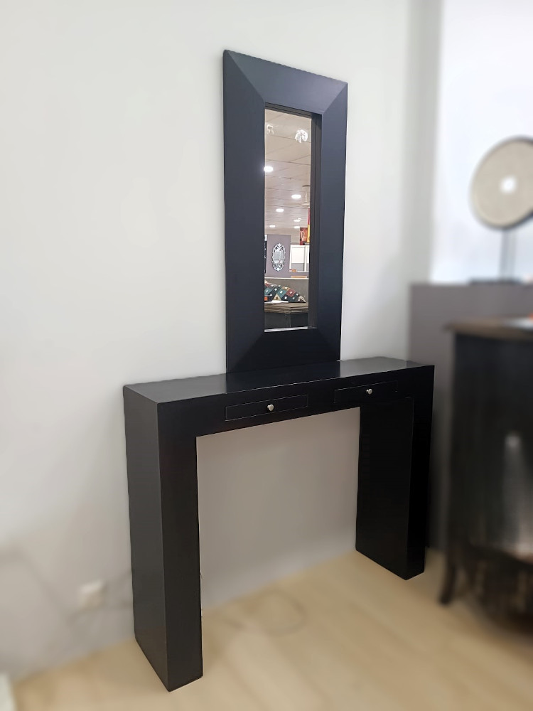 CONJUNTO CONSOLA Y ESPEJO DE MADERA MACIZA