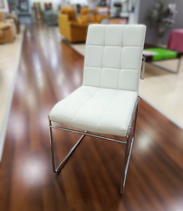 SILLA COMEDOR TAPIZADA BLANCA - Imagen 2